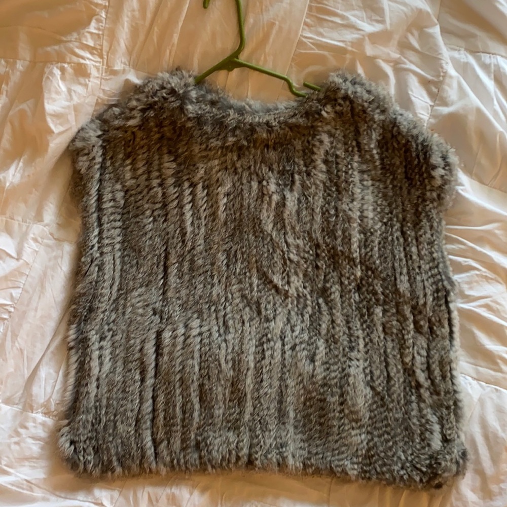 525 America, grey rabbit fur pullover vest